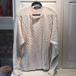 White Brooks Brothers cable knit sweater
